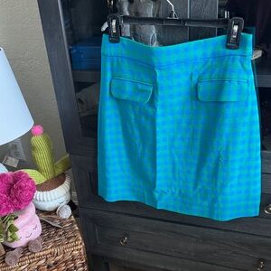 J. Crew Teal and Blue Mini Skirt with Flap Pockets